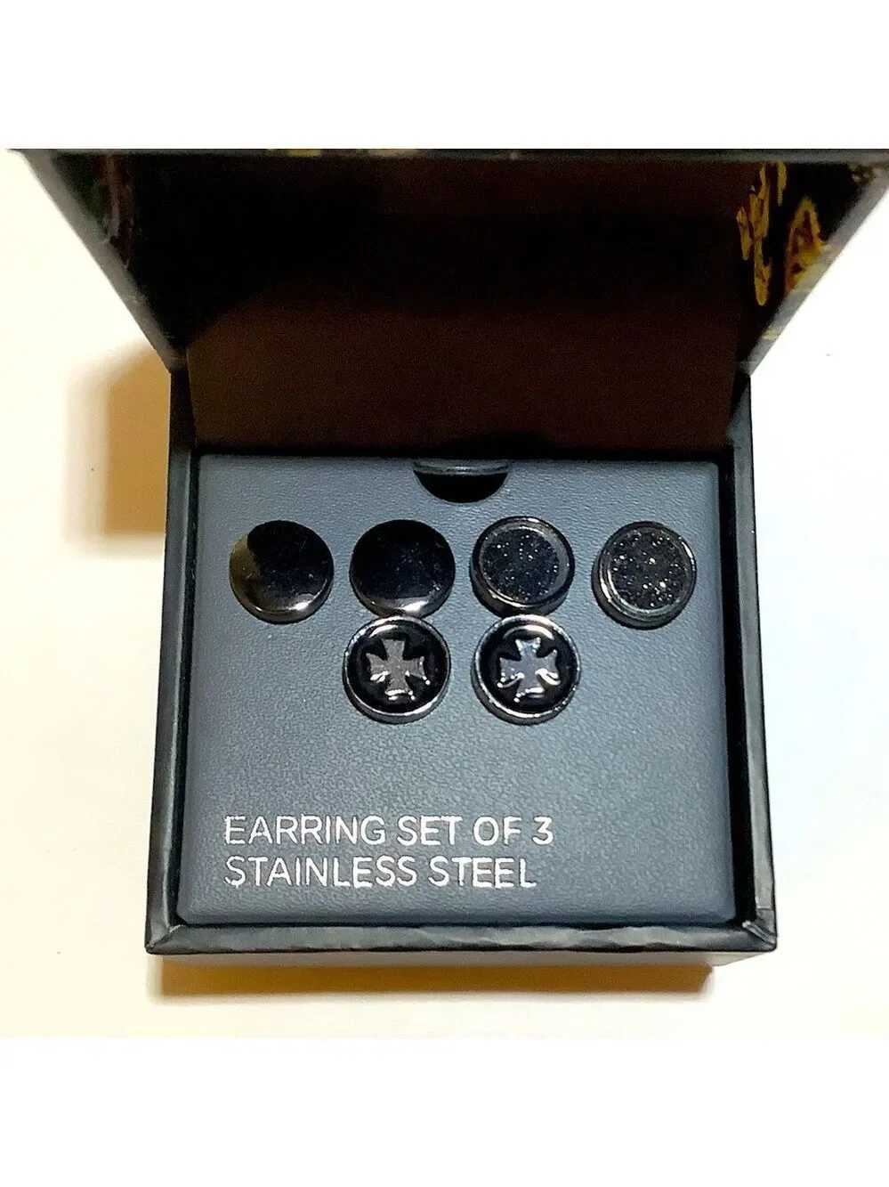 Ed Hardy Men’s Stud Earrings Set Of 3 New In Box